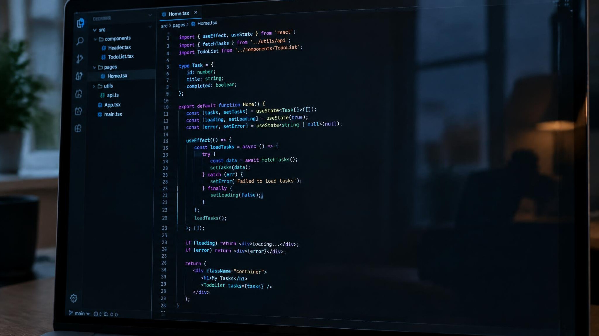 Code on a screen with colored syntax highlighting