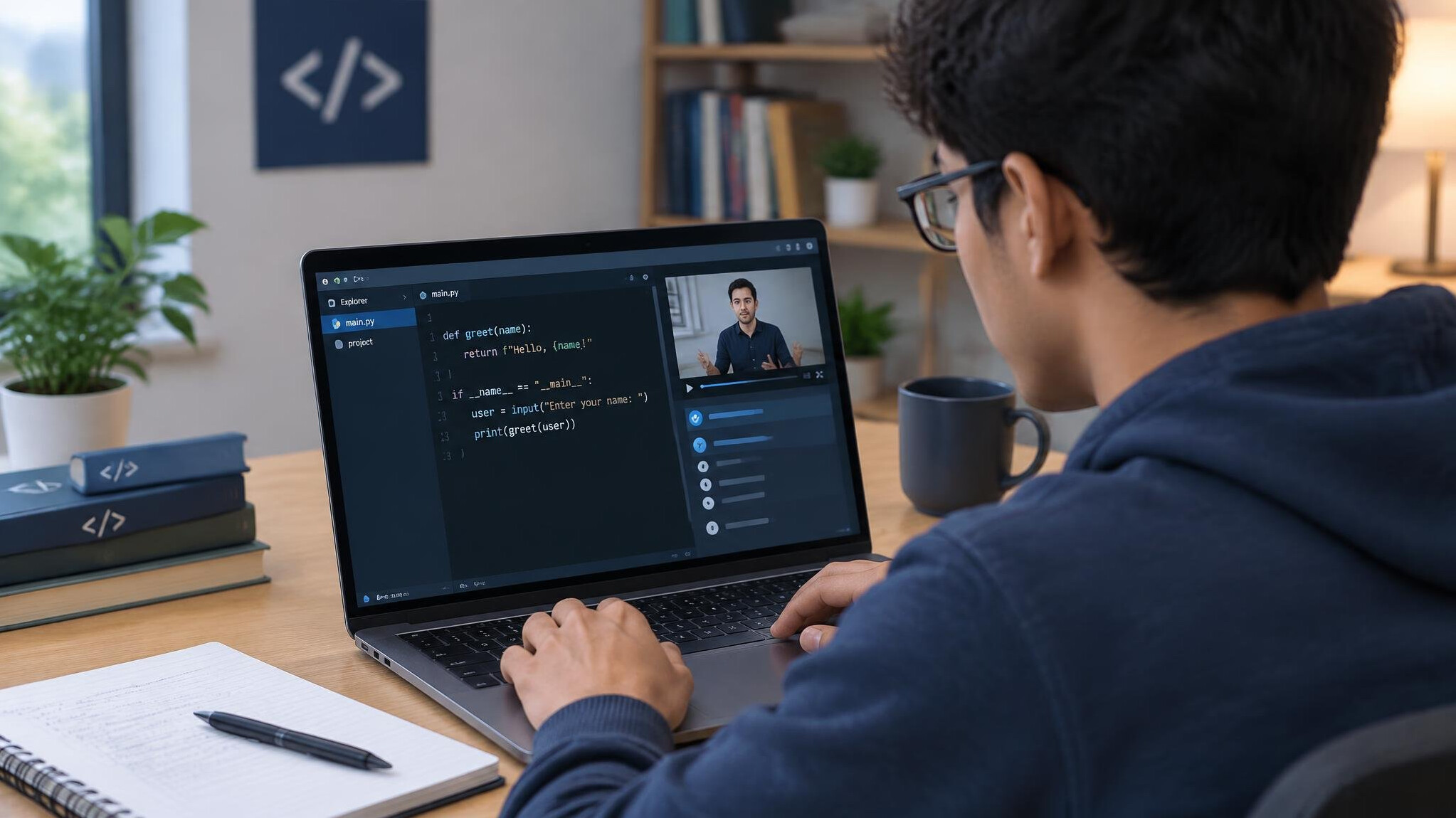 person learning programming on computer